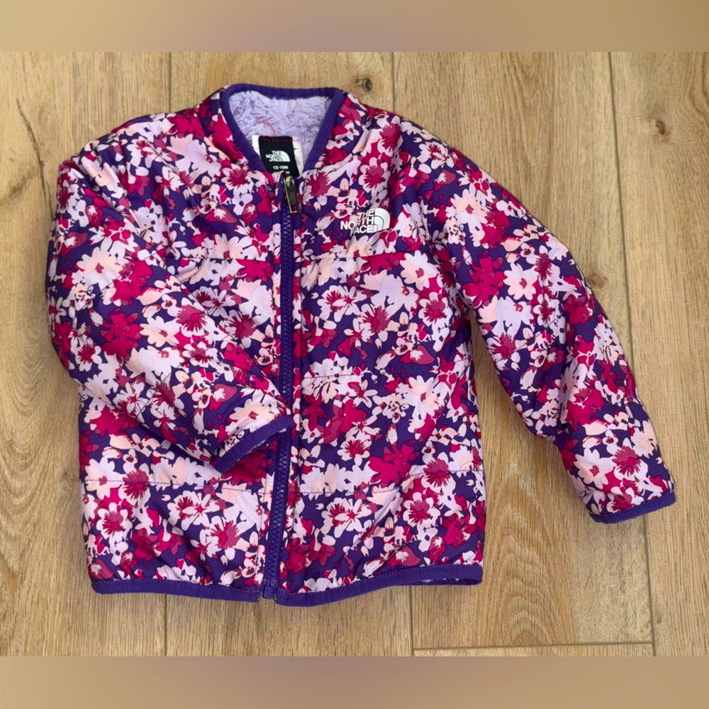 The North Face Reversible Mossbud Jacket Peak Purple Valley Floral Print 12-18m